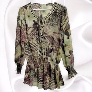 Mushka by Sienna Rose Women Green Floral Top